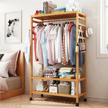 Load image into Gallery viewer, Organizer Shelves Rack Garment Clothing Shoes Storage 3 Tire Wood Lockable Wheel