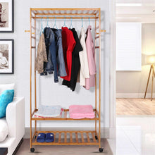 Load image into Gallery viewer, Organizer Shelves Rack Garment Clothing Shoes Storage 3 Tire Wood Lockable Wheel