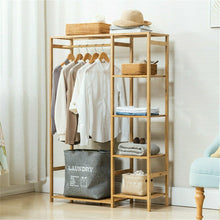Load image into Gallery viewer, Bamboo Garment Hanging Stand Shoe Rack Display Storage Shelf Portable Closet