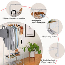 Load image into Gallery viewer, Heavy Duty Clothes Rail Storage Rack Garment Closet Organizer Shelves on Wheels