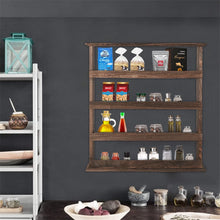 Load image into Gallery viewer, Vintage Wooden 4-Tier Spice Rack Wall Hanging Shelf Kitchen Storage Jars Stand