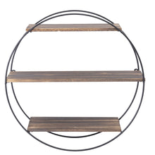 Load image into Gallery viewer, Heavy 3 Tier Decorative Geometric Circle Metal Floating Shelves Rustic Brown