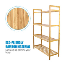 Load image into Gallery viewer, Adjustable Bathroom Kitchen Storage Bamboo 4 Shelves Floor Height Flower Stand