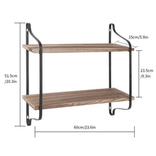 Load image into Gallery viewer, Wall Floating Shelving Unit Living Room Shelf with Dual Layers and Metal Bracket