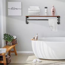 Load image into Gallery viewer, Clothes Rack with Top Shelf Industrial Pipe Wall Mounted Garment Rack Bedroom