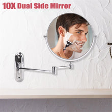 Load image into Gallery viewer, 10x Magnifying Wall Mounted Makeup Bathroom Mirror Adjustable Height Double-Side