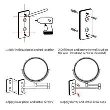 Load image into Gallery viewer, 10x Magnifying Wall Mounted Makeup Bathroom Mirror Adjustable Height Double-Side