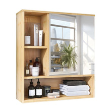Load image into Gallery viewer, Bathroom Mirror Cabinet Wall Mounted Bamboo Space Saver Medicine Cabinet Storage