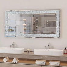 Load image into Gallery viewer, 47 x24 Crystal Crush Diamond Wall Mirror Silver Mirror Gorgeous Rectangle Mirror