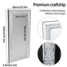 Load image into Gallery viewer, 47 x24 Crystal Crush Diamond Wall Mirror Silver Mirror Gorgeous Rectangle Mirror
