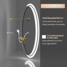 Load image into Gallery viewer, Smart LED Backlit Bathroom Round Mirror with Lights Anti-Fog Dimmable Memory