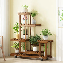 Load image into Gallery viewer, Tall Rolling Plant Stand Multi-Layer Flower Pot Holder Display Shelf Home Garden