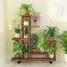 Load image into Gallery viewer, Tall Rolling Plant Stand Multi-Layer Flower Pot Holder Display Shelf Home Garden
