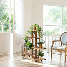 Load image into Gallery viewer, Tall Rolling Plant Stand Multi-Layer Flower Pot Holder Display Shelf Home Garden