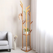Load image into Gallery viewer, Sturdy Natural Bamboo Tree Garment Clothes Coat Hat Hanger Stand Rack w/ Shelves