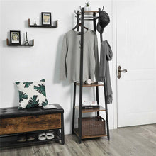 Load image into Gallery viewer, Extra Large Hall Trees Coat Hat Rack Storage 4 Shelves Garment Hanger Wood Metal