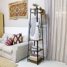 Load image into Gallery viewer, Extra Large Hall Trees Coat Hat Rack Storage 4 Shelves Garment Hanger Wood Metal