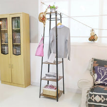 Load image into Gallery viewer, Extra Large Hall Trees Coat Hat Rack Storage 4 Shelves Garment Hanger Wood Metal