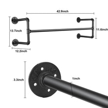 Load image into Gallery viewer, Heavy Duty Detachable Industrial Pipe Clothes Rack Wall Mounted Iron Garment Bar