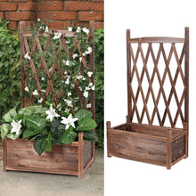 Load image into Gallery viewer, Rectangular Solid Wood Garden Raised Bed Tall with Trellis Flower Raised Bed Pot