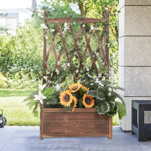 Load image into Gallery viewer, Rectangular Solid Wood Garden Raised Bed Tall with Trellis Flower Raised Bed Pot