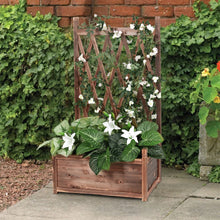 Load image into Gallery viewer, Rectangular Solid Wood Garden Raised Bed Tall with Trellis Flower Raised Bed Pot