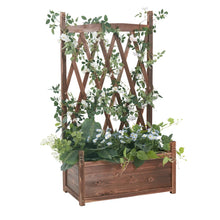 Load image into Gallery viewer, Rectangular Solid Wood Garden Raised Bed Tall with Trellis Flower Raised Bed Pot