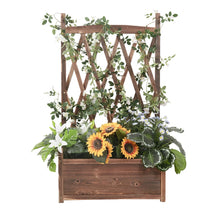 Load image into Gallery viewer, Rectangular Solid Wood Garden Raised Bed Tall with Trellis Flower Raised Bed Pot