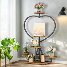 Load image into Gallery viewer, Heavy Duty Square Pipe Plant Stand Heart 5-tier Flower Rack Display Shelves Wood