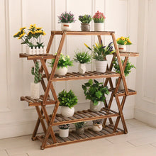 Load image into Gallery viewer, Jumbo Triangle 4 Tier Wood Plant Stand Flower Rack Storage Shelf Garden Outdoor