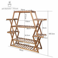 Load image into Gallery viewer, Jumbo Triangle 4 Tier Wood Plant Stand Flower Rack Storage Shelf Garden Outdoor