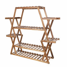 Load image into Gallery viewer, Jumbo Triangle 4 Tier Wood Plant Stand Flower Rack Storage Shelf Garden Outdoor