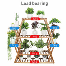 Load image into Gallery viewer, Jumbo Triangle 4 Tier Wood Plant Stand Flower Rack Storage Shelf Garden Outdoor
