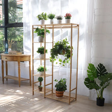 Load image into Gallery viewer, 6 Tier Bamboo Garment Rack Storage Shelves Clothes Hanging Wardrobe Closet Stand