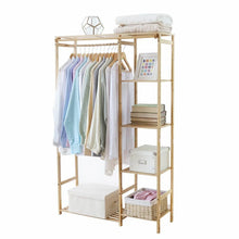 Load image into Gallery viewer, 6 Tier Bamboo Garment Rack Storage Shelves Clothes Hanging Wardrobe Closet Stand