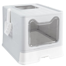 Load image into Gallery viewer, Top Exit Cat Litter Box with Tray Foldable Large Kitty Litter Boxes Toilet Clean