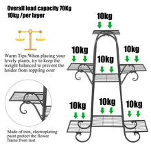 Load image into Gallery viewer, 7 Pot Metal Plant Stand Garden Flower Shelves Outdoor Indoor Wrought Iron New