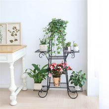 Load image into Gallery viewer, 7 Pot Metal Plant Stand Garden Flower Shelves Outdoor Indoor Wrought Iron New