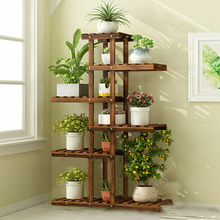 Load image into Gallery viewer, Wall Corner Wooden Plant Stand Indoor Outdoor Garden Flower Pot Shelf Space Save