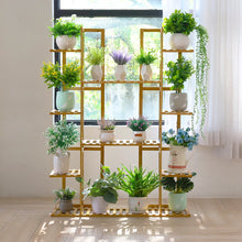 Load image into Gallery viewer, 9 Tier Bamboo Plant Stand Corner Shelf Garden Flower Pot Display Indoor Outdoor