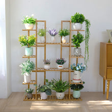 Load image into Gallery viewer, 9 Tier Bamboo Plant Stand Corner Shelf Garden Flower Pot Display Indoor Outdoor