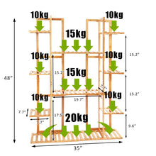 Load image into Gallery viewer, 9 Tier Bamboo Plant Stand Corner Shelf Garden Flower Pot Display Indoor Outdoor