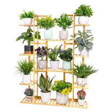 Load image into Gallery viewer, 9 Tier Bamboo Plant Stand Corner Shelf Garden Flower Pot Display Indoor Outdoor
