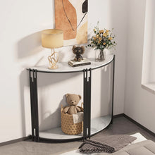 Load image into Gallery viewer, Half Moon Tiered Real Marble Entry Console Table Hallway Entryway Furniture for Entrance, Home Living Room