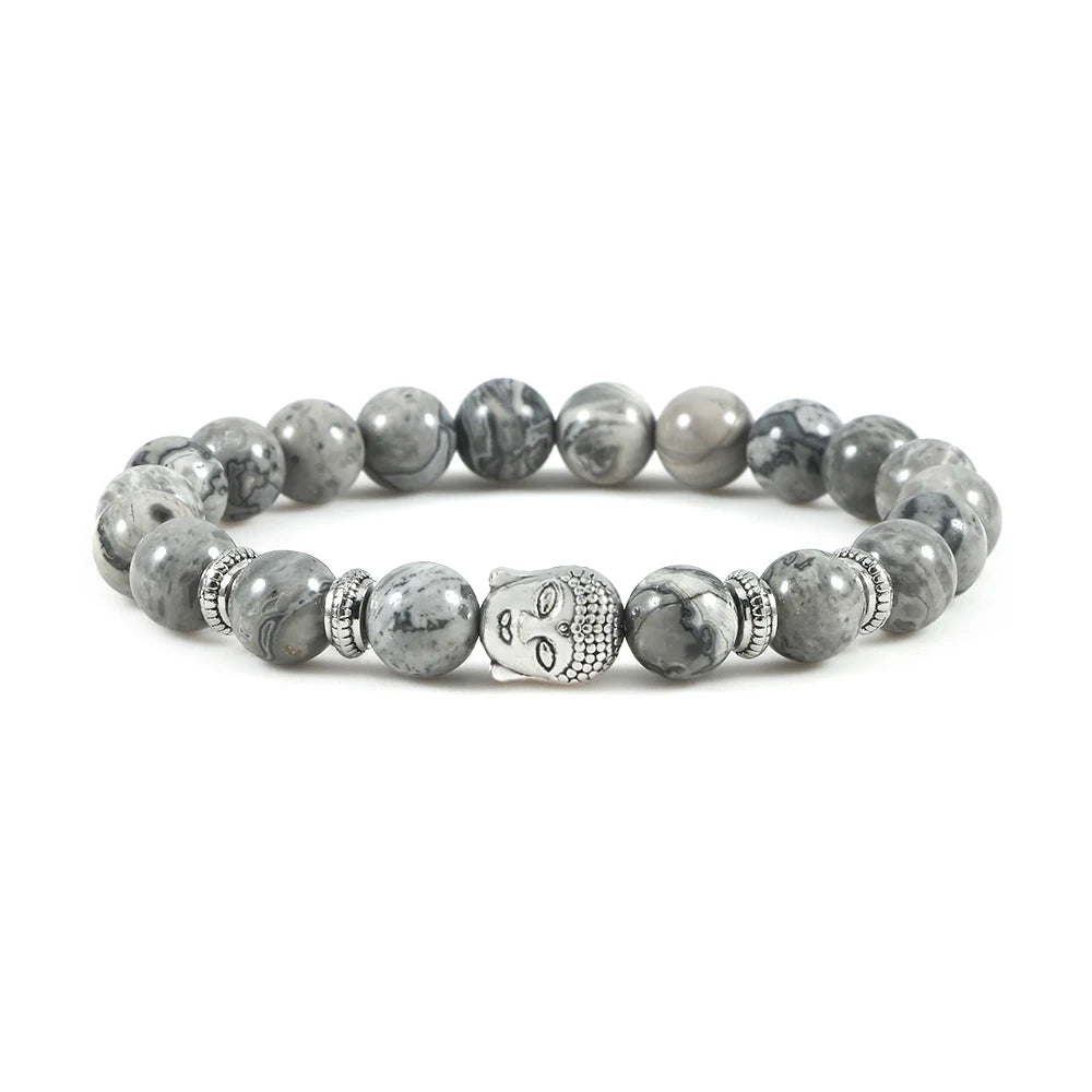 Reiki Tiger Eyes Beaded Buddha Bracelet Natural Stone Bracelet Elastic Rosary Men Women Prayer Charm Yoga Jewelry Gift Pulseras