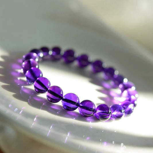 100% Natural Amethysts Body-purify Slimming Bracelet Women Men Dark Purple Crystal Beaded Couple Brazalete Gifts for Lover Yoga