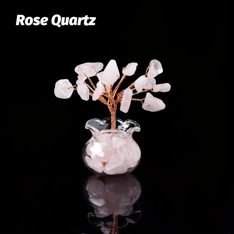 Natural Gemstone Mini Crystal Tree Bonsai Natural Stone Tabletop Decor,Home Office Luck Tree Home Ornaments