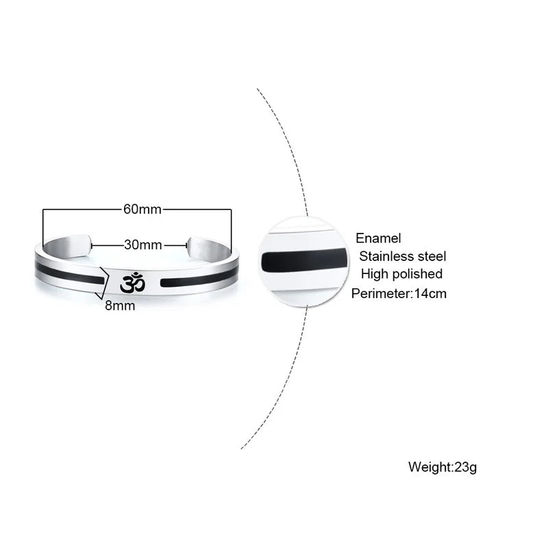 AUM OM Bangle Bracelet Men Women Stainless Steel Yoga Meditation Jewelry