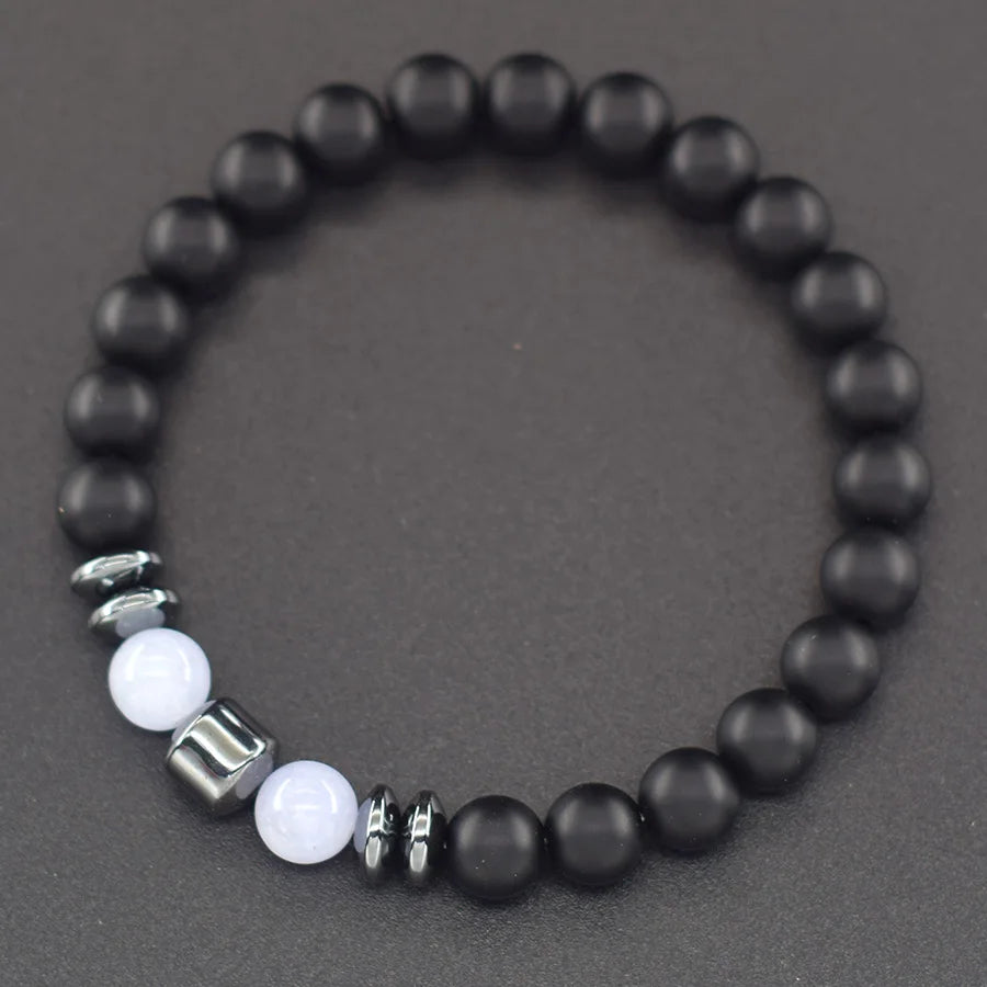 Natural Amethyst Crystal Beads Bracelet Women Hematite Cylinder Meditation Healing Purify the Soul Jewelry Pulseras Hombre Gift