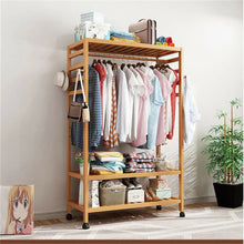 Load image into Gallery viewer, Organizer Shelves Rack Garment Clothing Shoes Storage 3 Tire Wood Lockable Wheel
